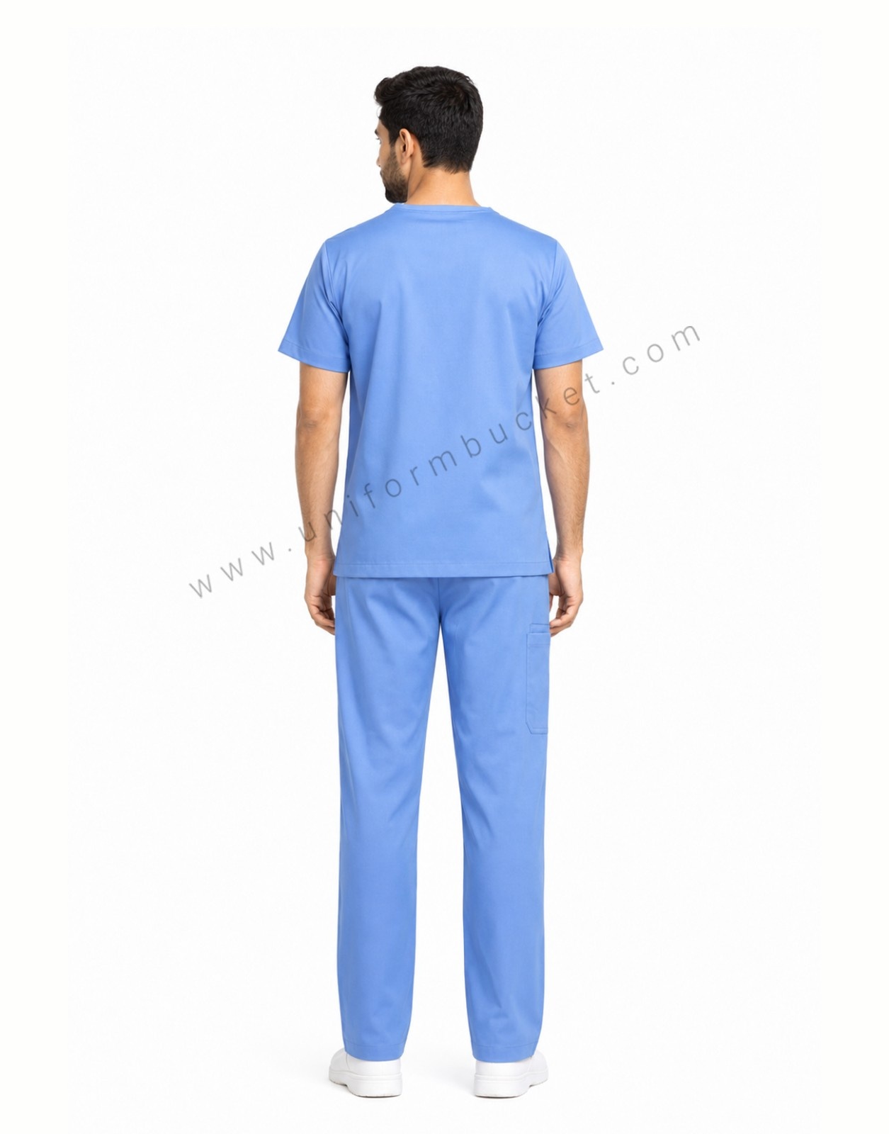 SKY BLUE MALE SCRUB SUIT WITH FRONT BOTH SIDE TWO POCKET & ONE SIDE ZIP POCKET thumbnail 3